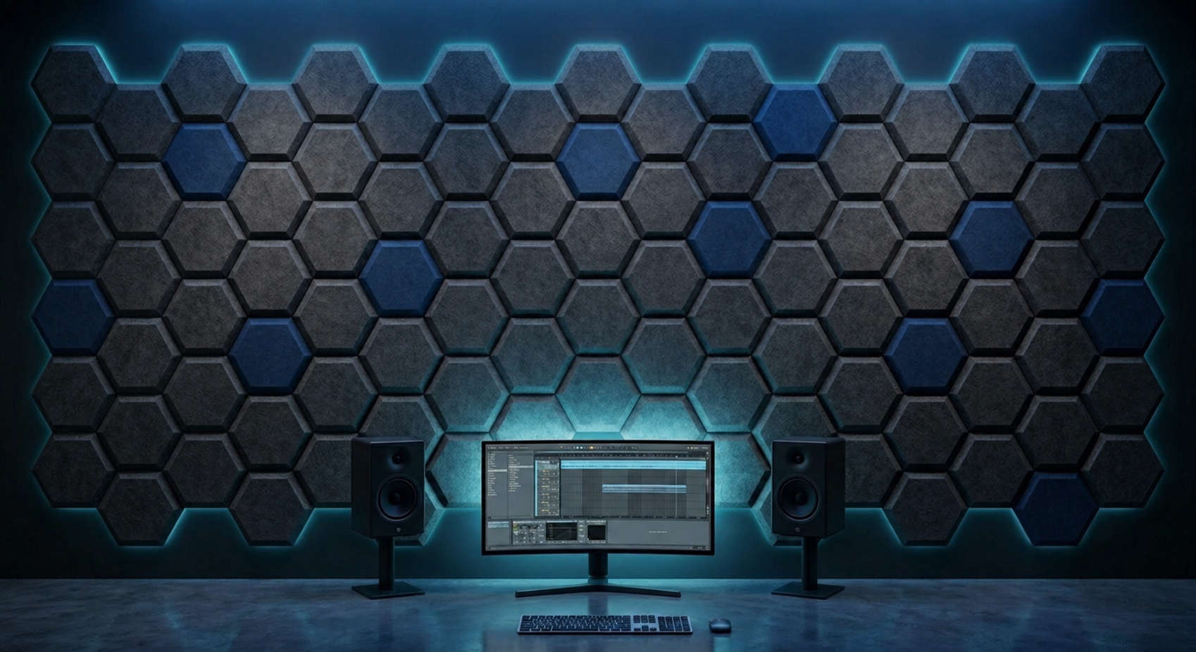 Professional acoustic panels installed on studio wall